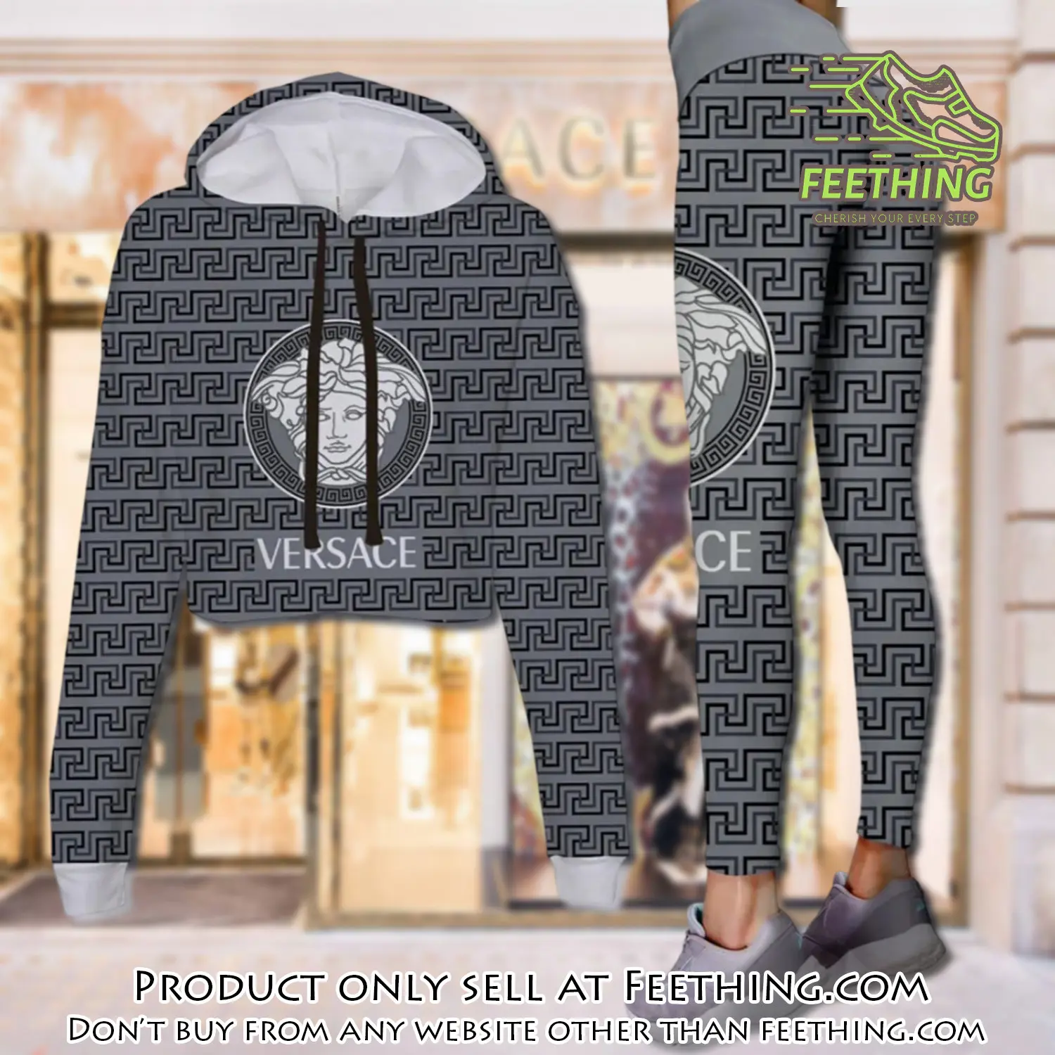 Versace luxury brand clothes leggings and crop top set for women ft4343396